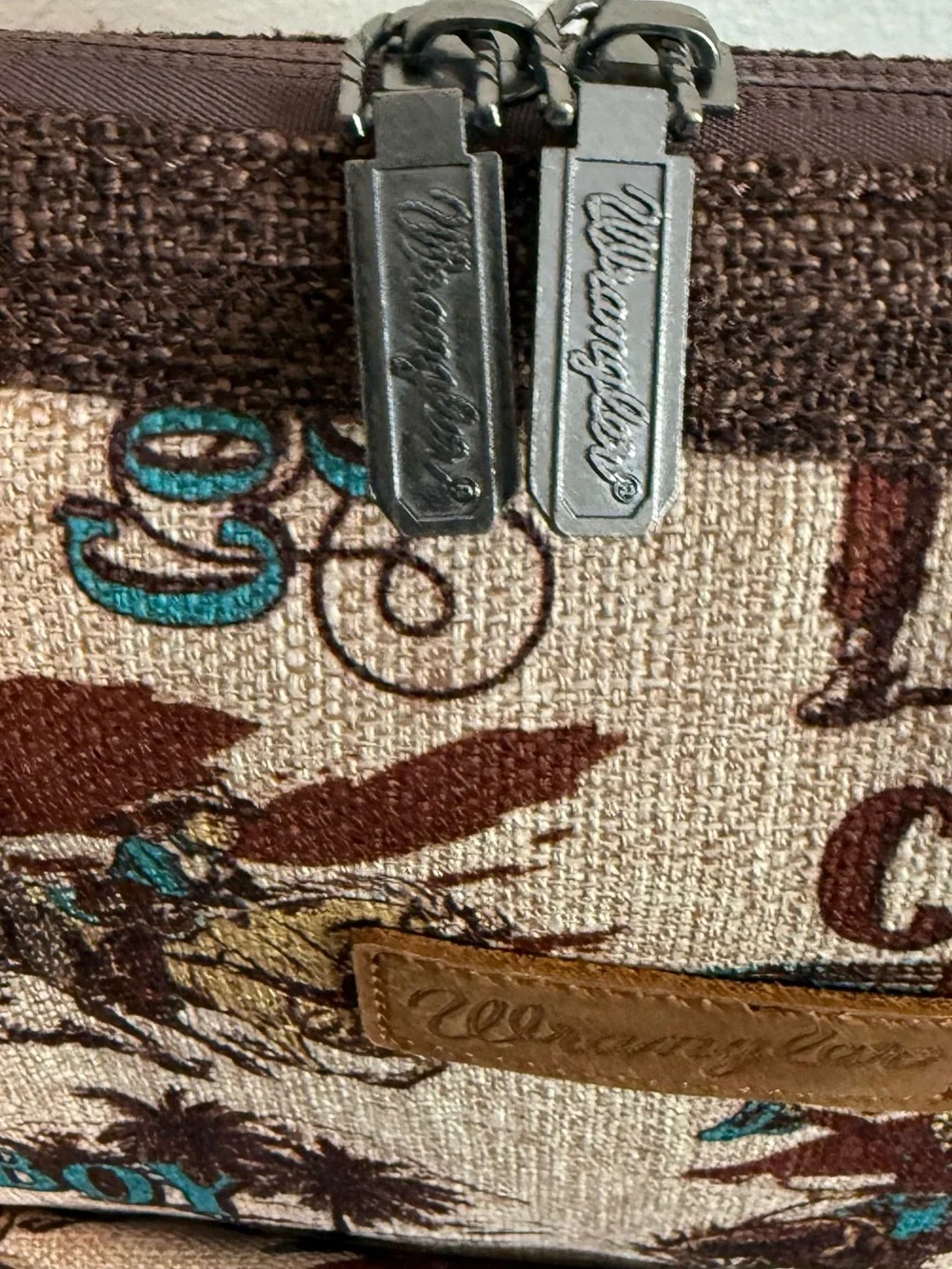 Wrangler Tan Cowboy Aloha Print Multi-Use/School/Laptoo Backpack w/ Brown Trim